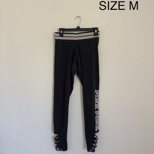 Victorias Secret Pink Black Leggings with White Logo